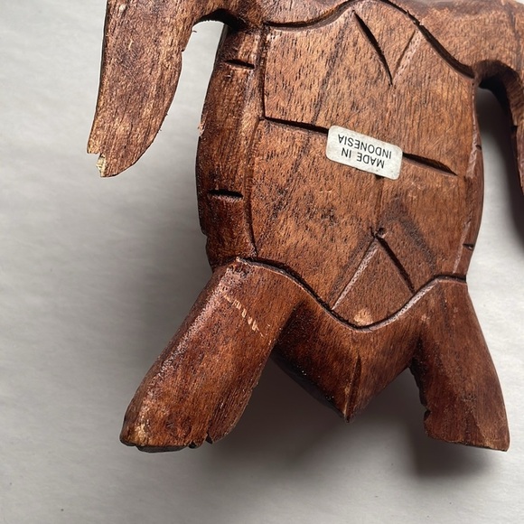 Decorative Wood Turtle Home Accent Brown Eclectic Animal Boho - Picture 7 of 10